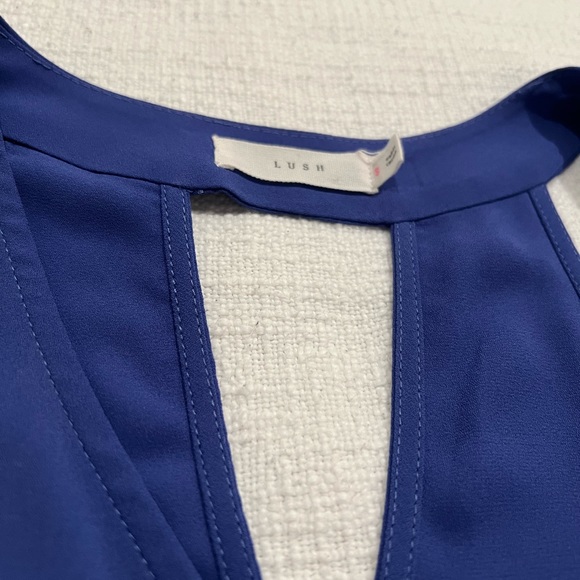 Lush Blue V Neck Dress - Picture 2 of 4